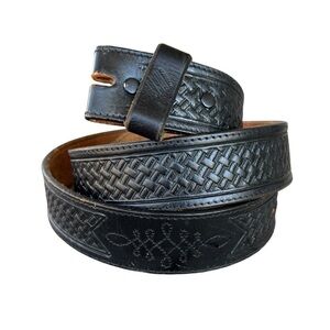Vintage Silver Creek Basketweave Leather Western Belt Black USA Size 40 GUC